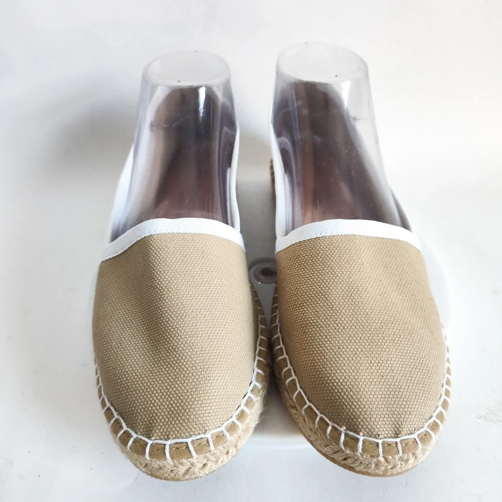 Andre Assous Flats Size 9.5 / 40 Espadrilles Hemp Canvas Beige Tan Vegan Slip On